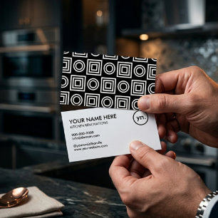 Carte De Visite Rénovation de cuisine Géométrique moderne noir et 