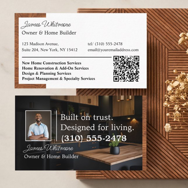 Carte De Visite Rénovation de Maison de Luxe Constructeur de Maiso (Luxury Home Renovation Home Builder Phot Qr Code Business Card)