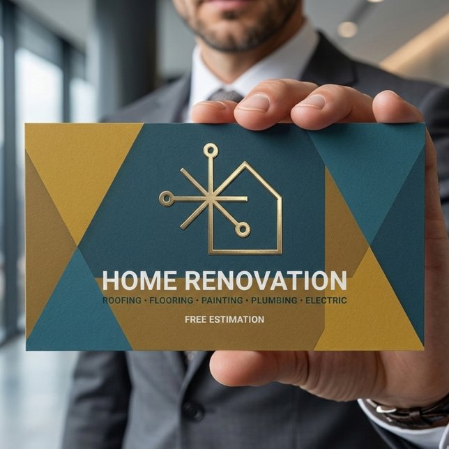 Carte De Visite Rénovation de maison géométrique de style moderne  (Créateur téléchargé)