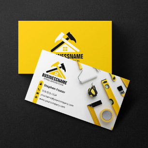 Carte De Visite Rénovation de maison jaune professionnel Construct