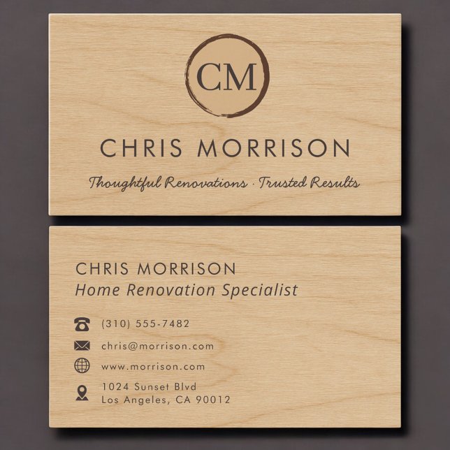Carte De Visite Rénovation de Maison Monogramme Professionnel en B (Créateur téléchargé)