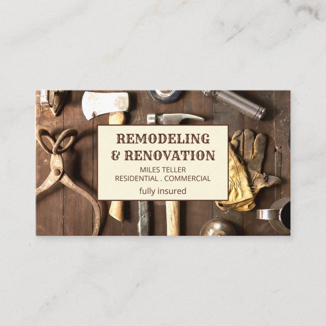 Carte De Visite Rénovation du grain de bois Outils d'enlèvement (Devant)