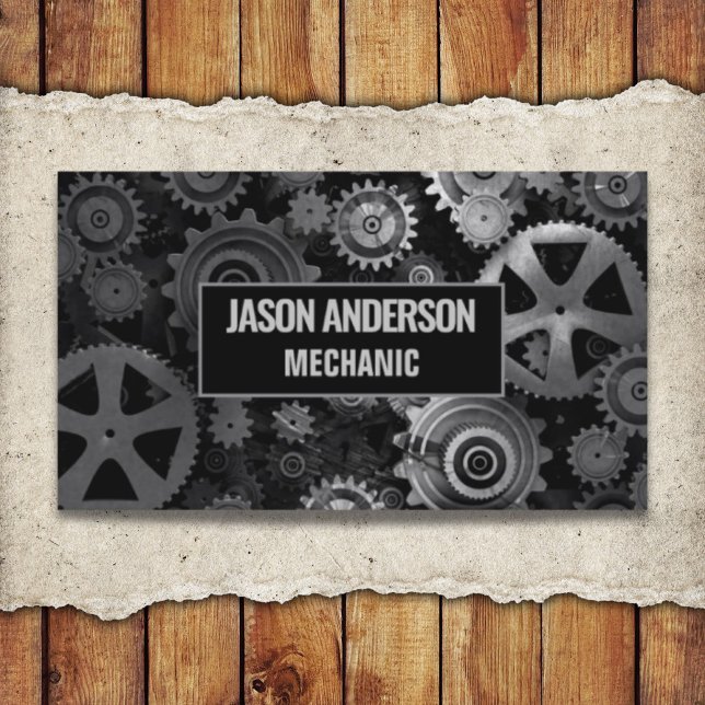 Carte De Visite Réparation automatique Automotive engins industrie (Auto Repair Automotive Industrial Gears Mechanic Business Card)