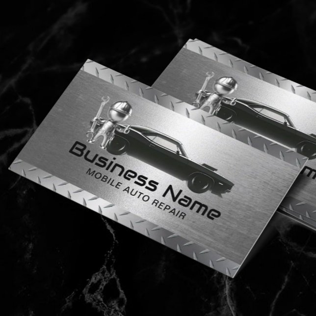 Carte De Visite Réparation Automatique Mobile Moderne Métal Automo (Créateur téléchargé)