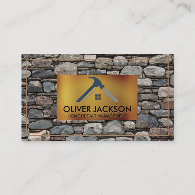Carte De Visite Réparation de maison | Mur de pierre | Agent immob (Devant)