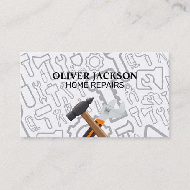 Carte De Visite Réparation de maison | Outils à main | Bâtisseurs (Devant)