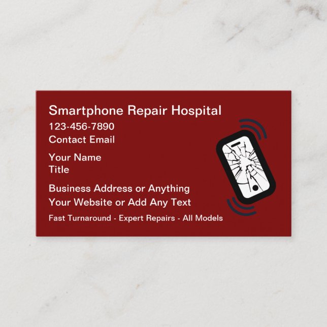 Carte De Visite Réparation de Smartphone Simple  (Devant)