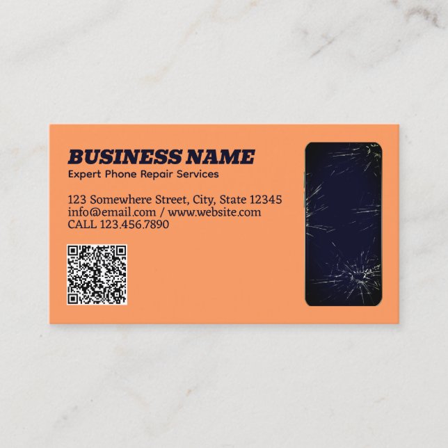 Carte De Visite Réparation de téléphone Peach QR (Devant)