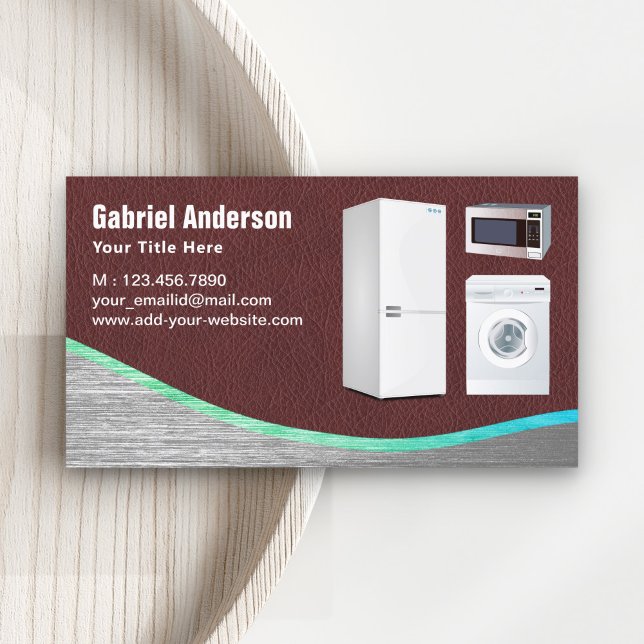 Carte De Visite Réparation des appareils ménagers en cuir Brown (Créateur téléchargé)