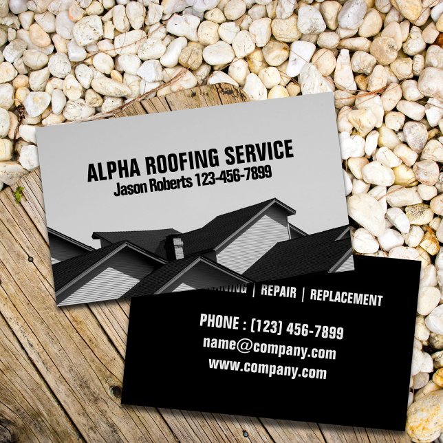 Carte De Visite Réparation des toits de l'entrepreneur Roofer (Contractor Roof Repair Construction Roofing Roofer Business Card)