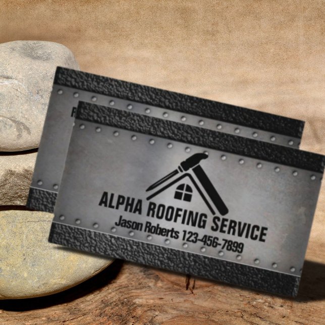 Carte De Visite Réparation des toits de l'entrepreneur Roofer (Contractor Roof Repair Construction Roofing Roofer Business Card)