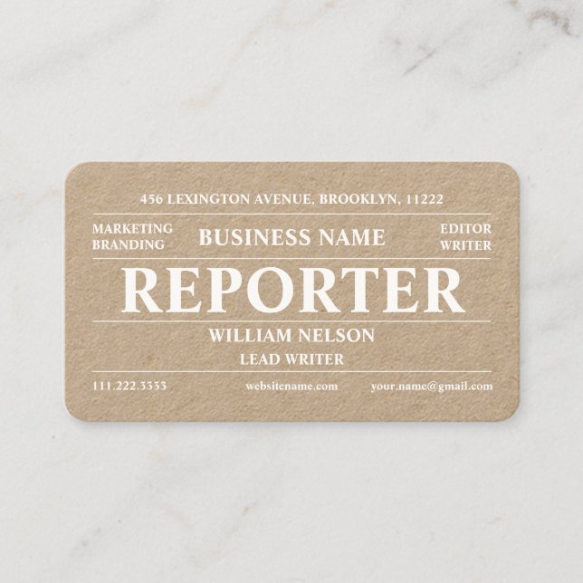 Carte De Visite Reporter Kraft (Devant)