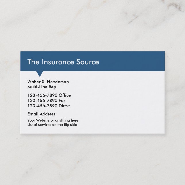 Carte De Visite Représentant d'assurance multibranche (Devant)