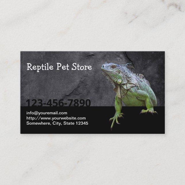 Carte De Visite Reptile Pet Store Iguana Lizard (Devant)