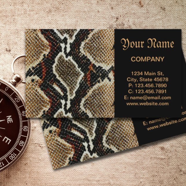 Carte De Visite reptile sauvage motif coloré python empreinte (wild reptile pattern colorful python snake print business card)