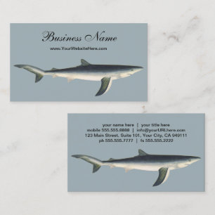 Carte De Visite Requin Bleu, Vie Marine Aquatique Océanique Vintag