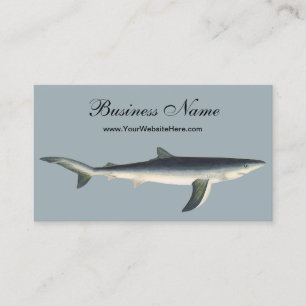Carte De Visite Requin Bleu, Vie Marine Aquatique Océanique Vintag