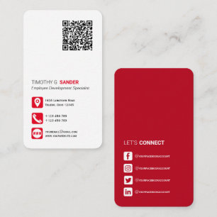 Carte De Visite Réseau Code QR professionnel médias sociaux roug