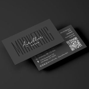 Carte De Visite Réseau de marketing minimal Noir Blanc QR
