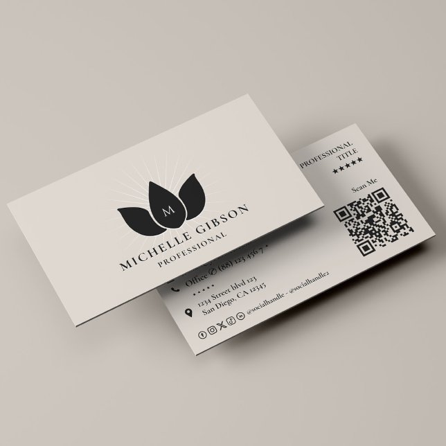 Carte De Visite Réseau Minimal Professionnel de Lotus de Sable (Minimal Professional Sand Networking Lotus)