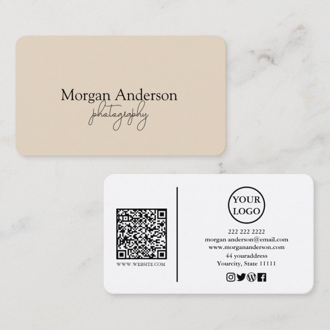 Carte De Visite Réseau social de code QR de signature moderne (Devant / Derrière)