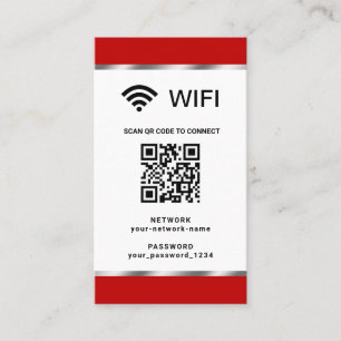 Carte De Visite Réseau Wifi et mot de passe QR Code personnalisé