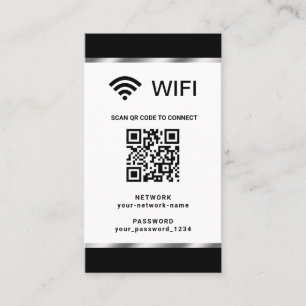 Carte De Visite Réseau Wifi et mot de passe QR Code personnalisé
