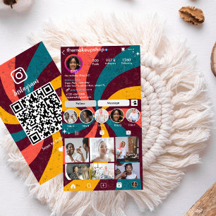 Carte de visite Réseaux Sociaux Code QR Rayons Rét