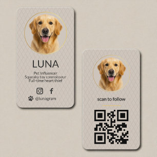 Carte De Visite Réseaux Sociaux d'Influenceur Animal de Luxe