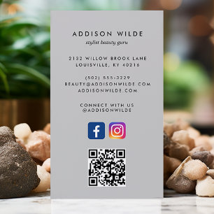 Carte De Visite Réseaux Sociaux Gris Clair Instagram Facebook Code
