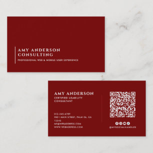 Carte De Visite Réseaux Sociaux Minimalistes Modernes & Code QR