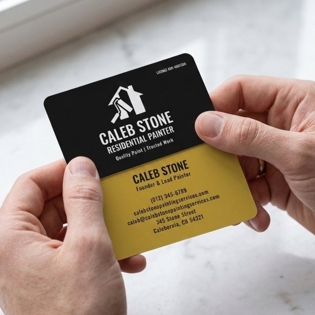 Carte De Visite Residential Painter Bold Mustard Yellow and Black (Créateur téléchargé)