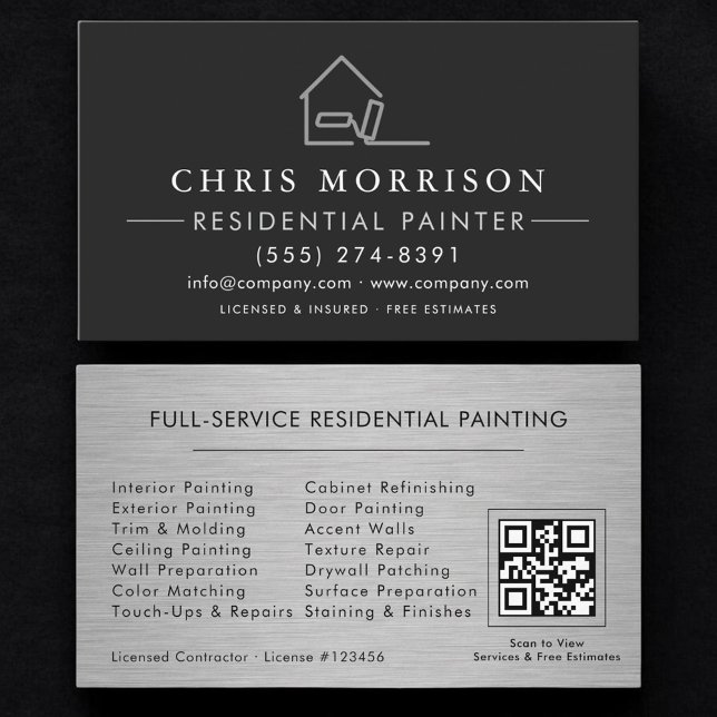 Carte De Visite Residential Painting QR Code Professional (Créateur téléchargé)
