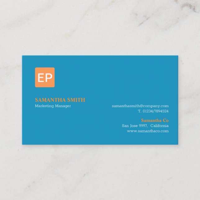 Carte De Visite Responsable marketing Blue et Orange Standart (Devant)