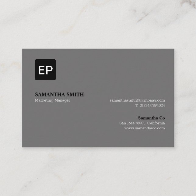 Carte De Visite Responsable marketing Grey et Black Euro (Devant)