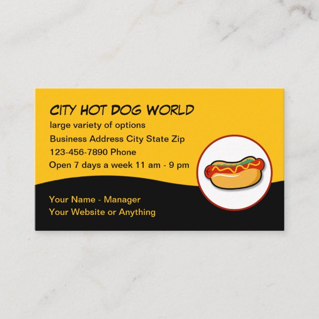 Carte De Visite Restaurant À Thème Hotdog cool Et Branché (Devant)