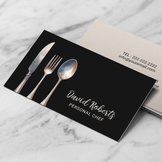 Carte De Visite Restaurant Chef Professionnel Noir (Créateur téléchargé)
