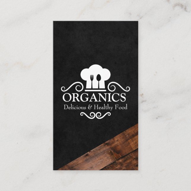 Carte De Visite Restaurant Chef | Ustensiles de cuisine | Bois (Devant)