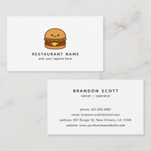 Carte De Visite Restaurant Cute Burger