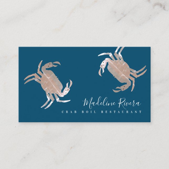 Carte De Visite Restaurant de crabes crustacés Diner de écrevisses (Devant)