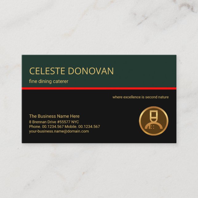 Carte De Visite Restaurant de cuisine élégant Retro Layer Red Line (Devant)