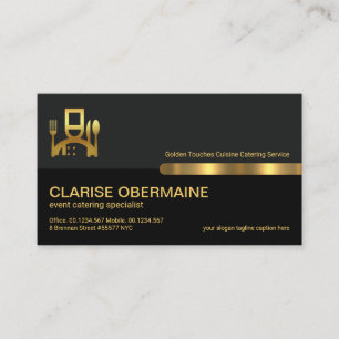 Carte De Visite Restaurant de cuisine Gold Line Black Retro Column