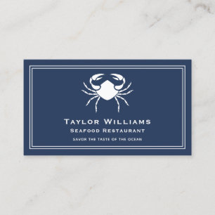 Carte De Visite Restaurant de fruits de mer Cool Crab Chef traiteu