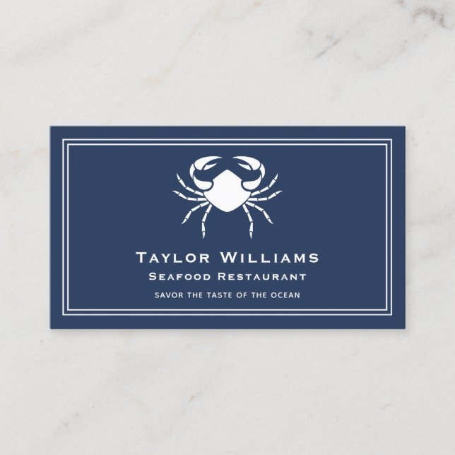 Carte De Visite Restaurant de fruits de mer Cool Crab Chef traiteu (Devant)