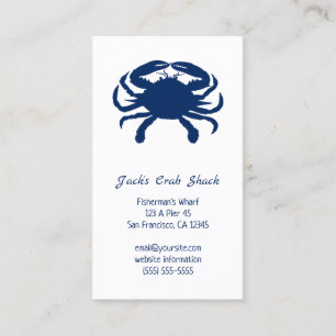 Carte De Visite Restaurant de fruits de mer silhouette de crabe bl