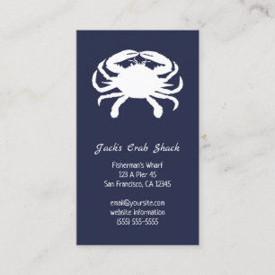 Carte De Visite Restaurant de fruits de mer silhouette de crabe bl