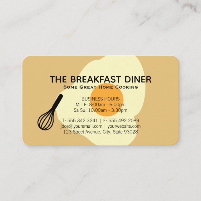 Carte De Visite Restaurant de petit-déjeuner Whisk and Egg (Devant)
