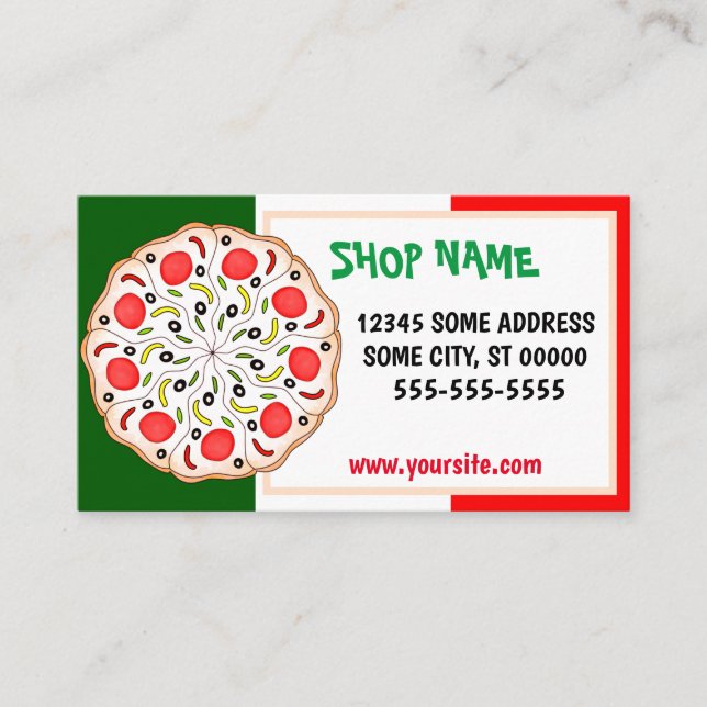Carte De Visite Restaurant de pizzeria italien (Devant)