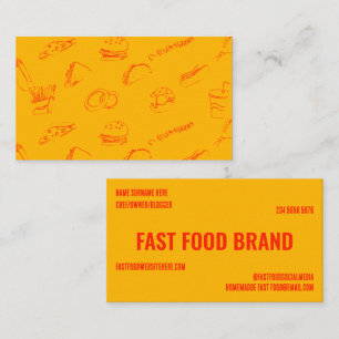 Carte De Visite Restaurant de poulet de burger de fast-food orange