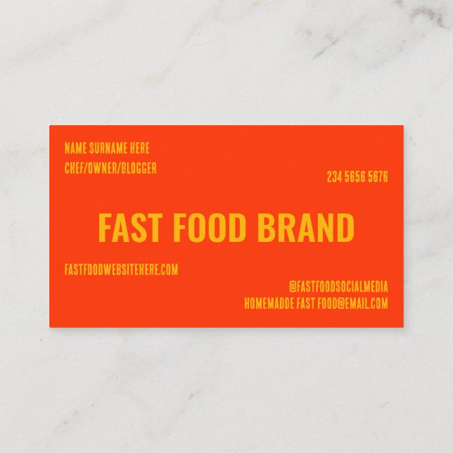 Carte De Visite Restaurant de poulet de burger de restauration rap (Dos)